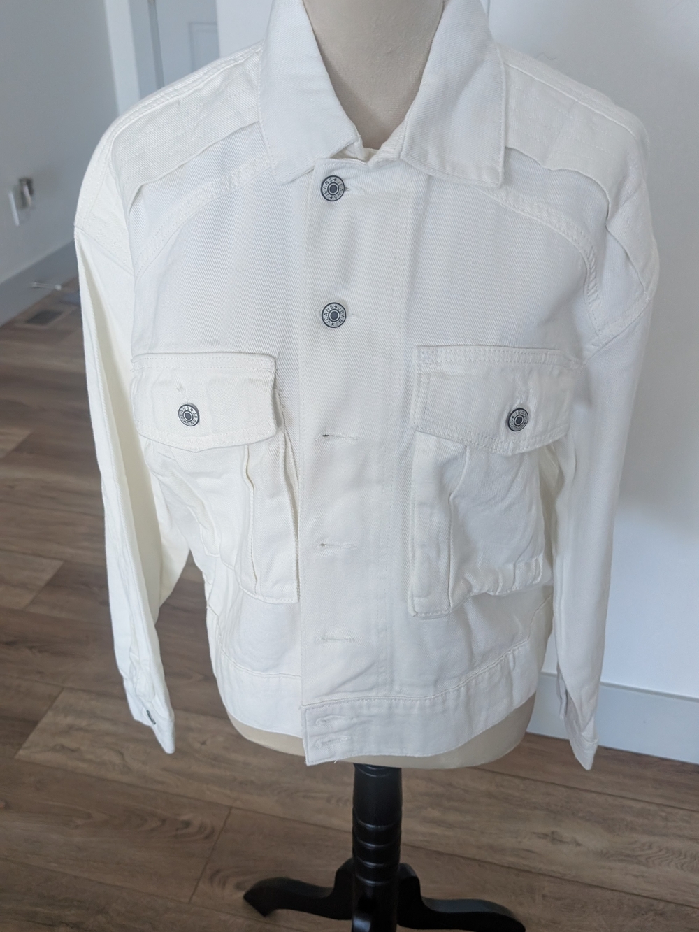 Women's Cream Bomber Jacket with Utility Pockets